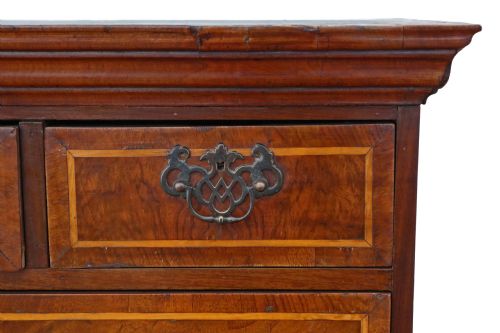 fig 1. Georgian burr walnut tallboy chest on stand of drawers