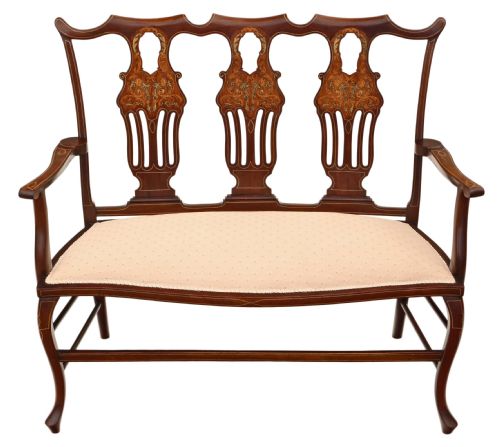 Edwardian Inlaid Mahogany Small Sofa Chaise Longue