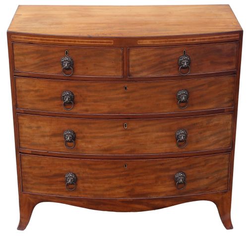 Regency Bow Front Flame Mahogany Chest of Drawers