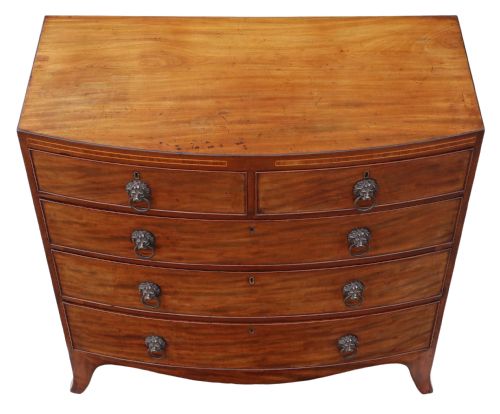 fig 1. Regency bow front flame mahogany chest of drawers