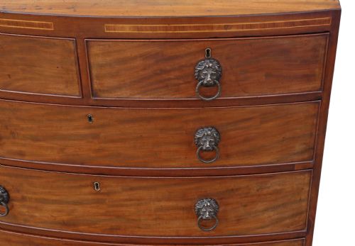 fig 2. Regency bow front flame mahogany chest of drawers
