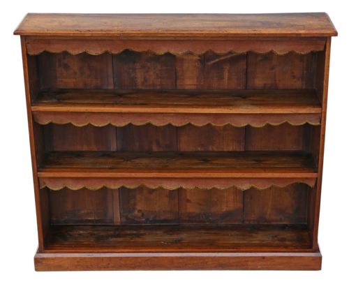 fig 1. Victorian walnut bookcase display adjustable shelves