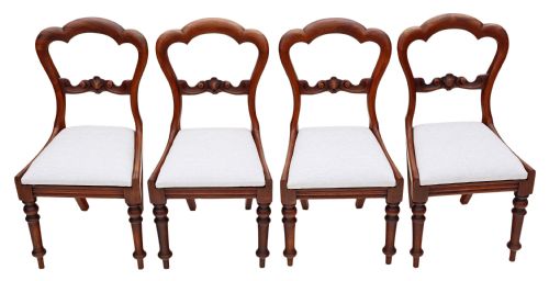 fig 1. Set of 4 Victorian mahogany balloon cloud back dining chairs