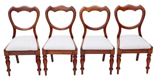 Set of 4 Victorian Mahogany Cloud Balloon Back Dining Chairs