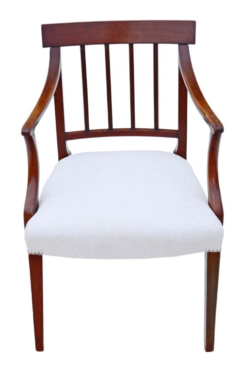 19th Century Mahogany Office Desk Elbow Chair Bar Back Carver