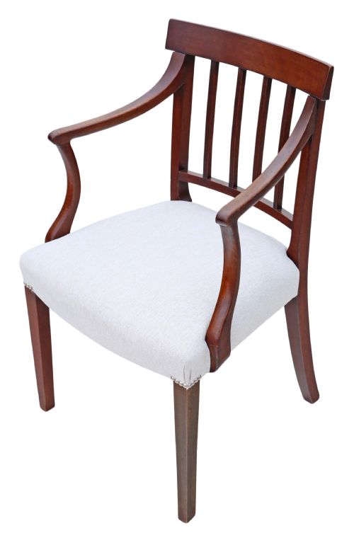 fig 1. 19th Century mahogany office desk elbow chair bar back carver