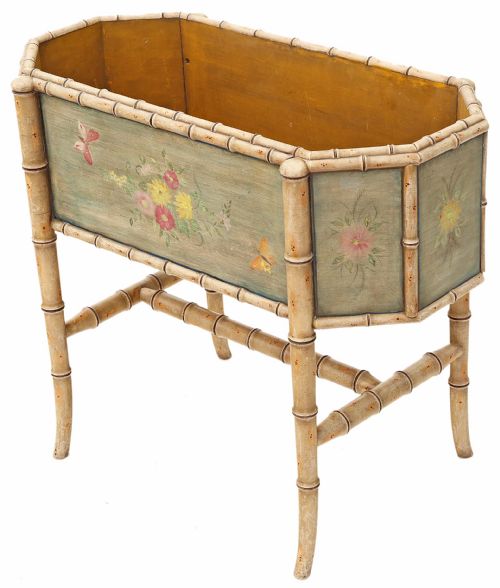 Painted Floral Decorated Planter Plant Stand Jardiniere