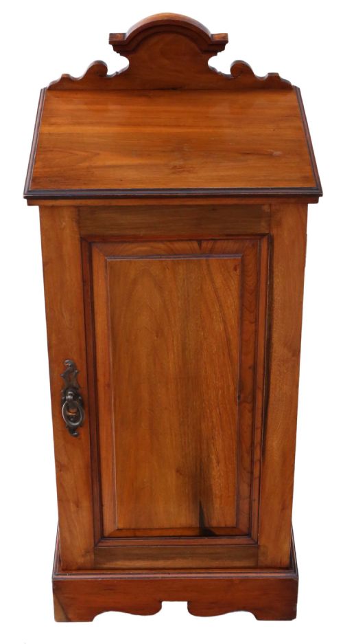 Victorian Walnut Bedside Table Cupboard Cabinet