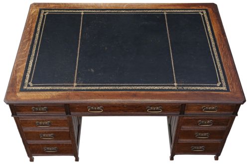 fig 1. Edwardian oak twin pedestal partner's desk