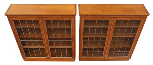 fig 2. Pair of large oak bookcases glazed display cabinets