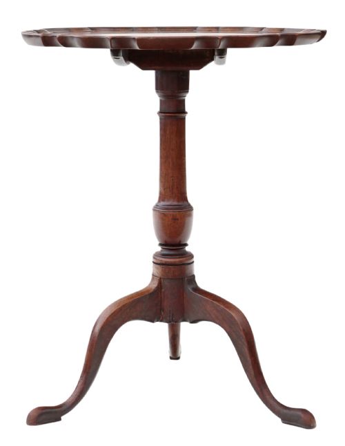 fig 1. 19th Century mahogany tilt top piecrust supper wine table side