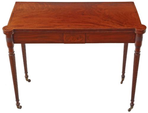 Regency Inlaid Mahogany Folding Card Tea Console Table