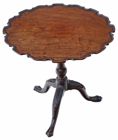 19th Century Mahogany Bird Cage Tilt Top Piecrust Supper Wine Table