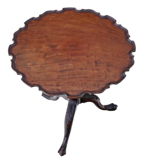 fig 1. 19th Century mahogany bird cage tilt top piecrust supper wine table
