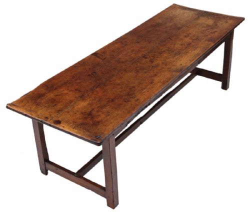 fig 1. Large 2 plank elm refectory dining table kitchen 8'
