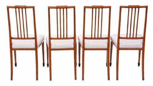 Set of 4 Edwardian Inlaid Satinwood Dining Chairs