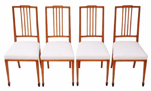 fig 1. Set of 4 Edwardian inlaid satinwood dining chairs