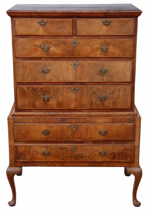Georgian Walnut Tallboy Chest on Stand of Drawers