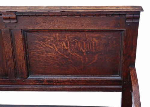 fig 1. Georgian Gothic oak settle hall seat bench