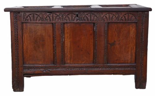 fig 1. Georgian carved oak mule chest coffer blanket box coffee table