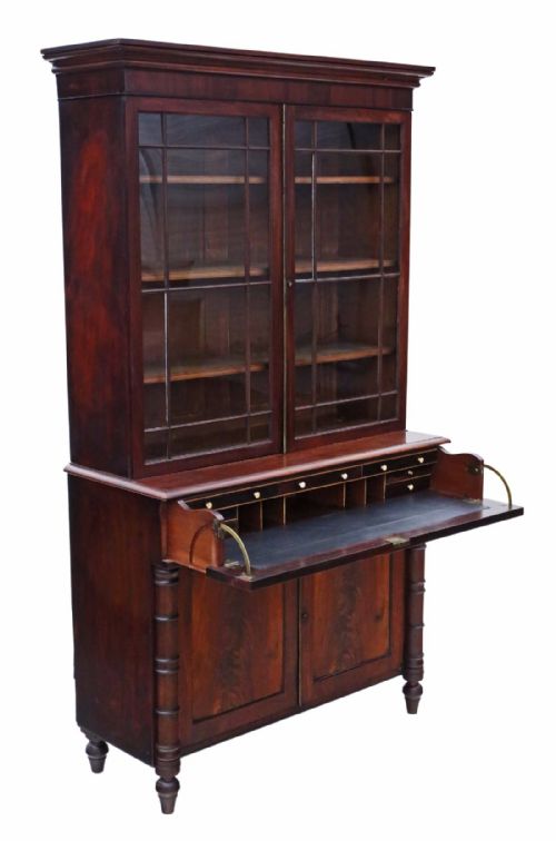 fig 1. Georgian mahogany secretaire bookcase desk writing