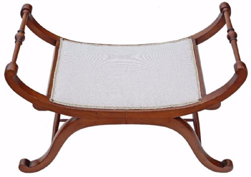 C1850 Mahogany X-frame Stool Seat Foot