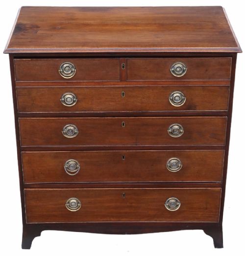 Georgian Elm Secretaire Desk Writing Chest of Drawers