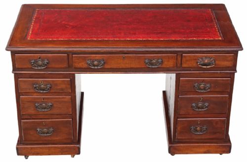 Walnut Twin Pedestal Desk or Writing Table