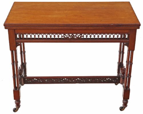 Victorian Mahogany Folding Card Tea Console Table