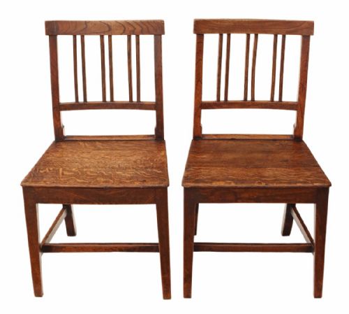 Pair of Elm & Oak 18th Century Kitchen Dining Chairs