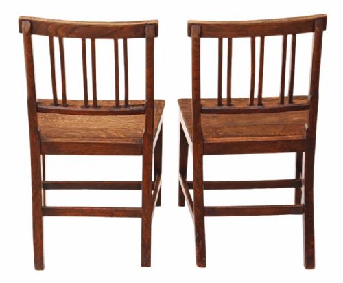 fig 1. Pair of elm & oak 18th Century kitchen dining chairs