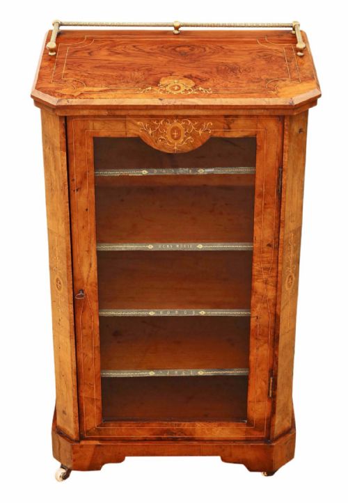 Victorian C1870 Inlaid Burr Walnut Music Display Cabinet