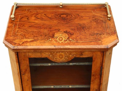 fig 1. Victorian C1870 inlaid burr walnut music display cabinet