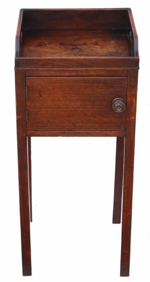 Georgian Mahogany Tray Top Bedside Pot Cupboard Table Cabinet
