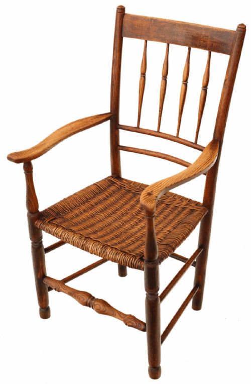 18th Century Ash Elm Armchair Chair Hall Side Dining Carver