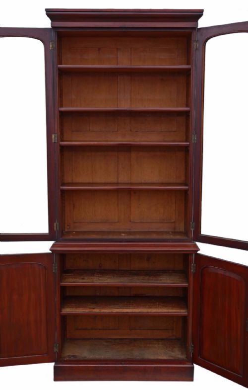 fig 2. Victorian tall mahogany glazed bookcase display cabinet