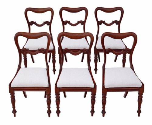 Set of 6 Victorian Mahogany Balloon Back Dining Chairs