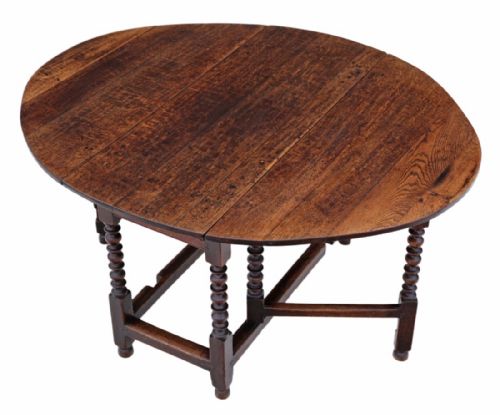 fig 1. Georgian oak gateleg drop leaf dining table 5' x 4'