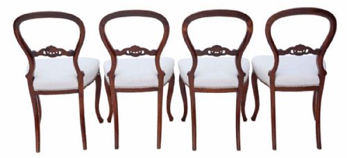 fig 1. Set of 4 Victorian walnut balloon back dining chairs