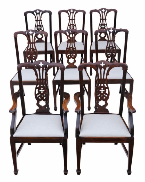 Set of 8 (6+2) Edwardian Mahogany Dining Chairs