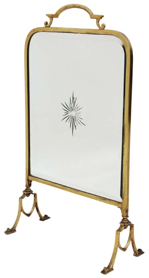 Victorian Ormolu Brass Cut Glass Fire Screen