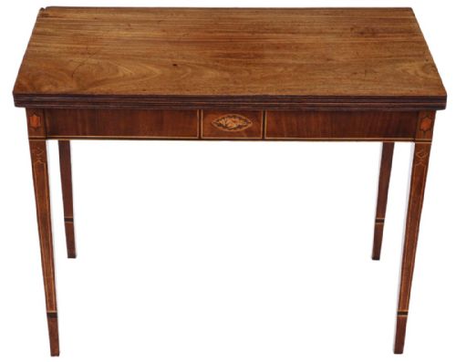 Georgian C1800 Inlaid Mahogany Folding Card Tea Console Table