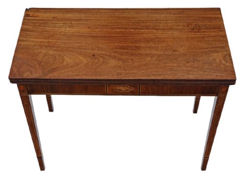 fig 1. Georgian C1800 inlaid mahogany folding card tea console table