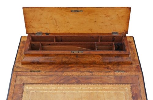fig 2. Victorian C1870 inlaid burr walnut davenport writing table desk