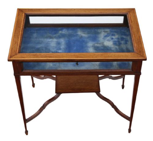fig 1. Edwardian C1905 inlaid mahogany bijouterie display table