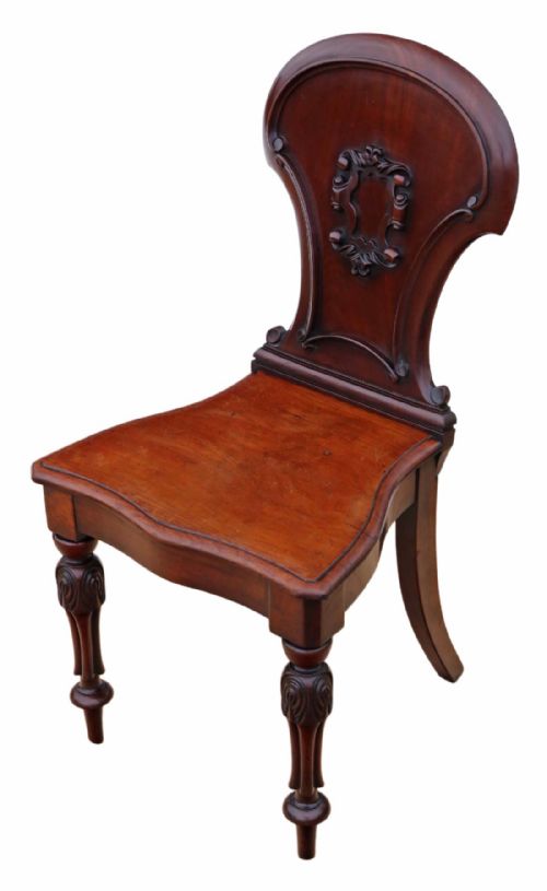 fig 1. Victorian C1860 carved mahogany hall chair