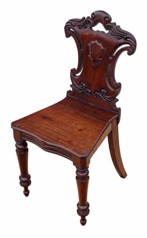 fig 1. Victorian C1850-70 carved mahogany hall chair