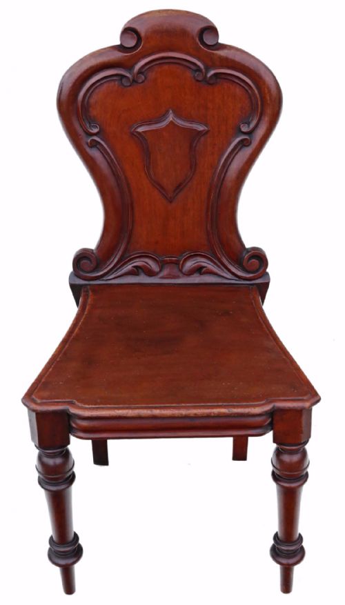 Victorian C1870 Carved Mahogany Hall Chair