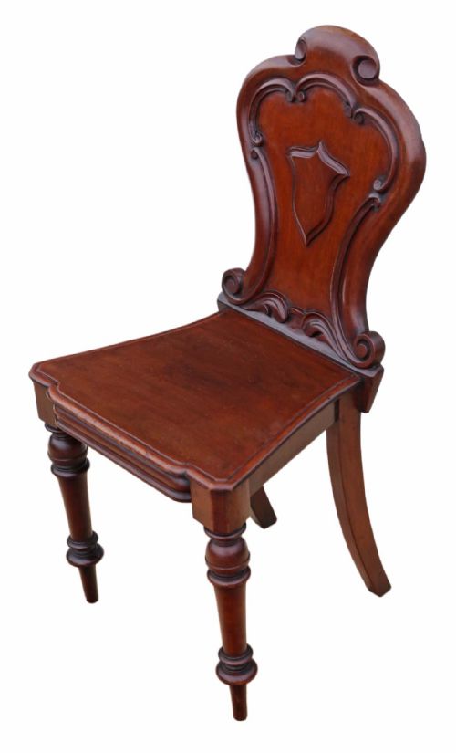 fig 1. Victorian C1870 carved mahogany hall chair