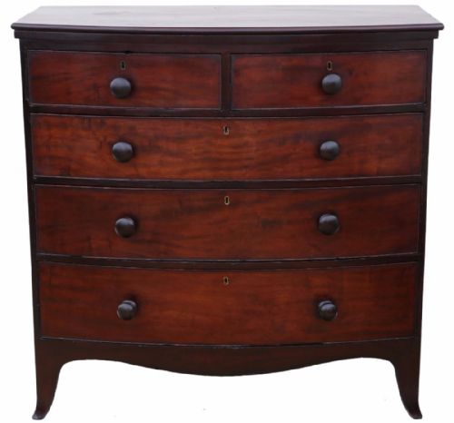 Georgian Bow Front Mahogany Chest of Drawers